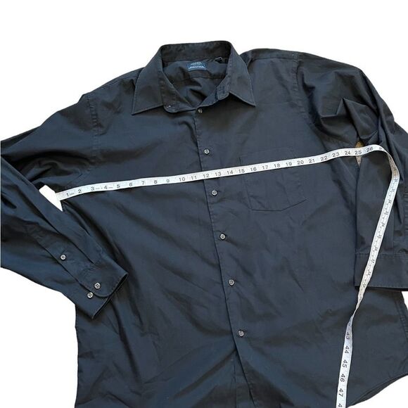 MENS ARROW Regular Fit Wrinkle Free Black Button Up Collared Dress Shirt XL - Picture 5 of 7